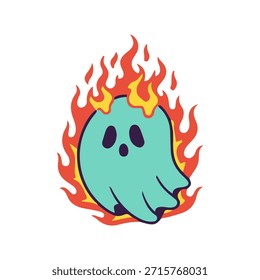 fogo fantasma bonito em torno da ilustração vetor de arte