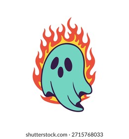 Lindo fuego fantasma alrededor de la Ilustración vectorial de arte