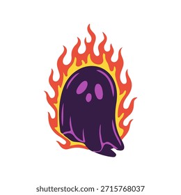 Lindo fuego fantasma alrededor de la Ilustración vectorial de arte