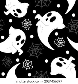 Cute ghost flat design pattern illustration