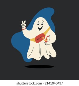 Geradener Geist schwebt in der Luft. Einzige Mode, Vektorgrafik. Der Geist macht seine Hausarbeit.
