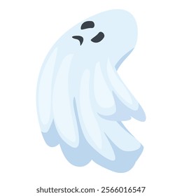 Cute ghost floating with an angry expression on its face, halloween illustration