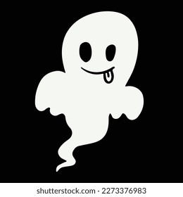 Cute ghost flying with the tongue sticking out, suitable to make your design more fun and good for graphic resource.