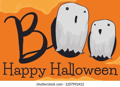 Cute ghost friends practicing its "Boo" scares for this Halloween celebration.
