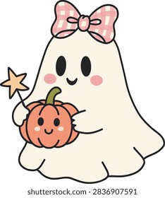 Cute ghost and gingham