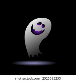 
Cute Ghost with glowing eyes on a black background