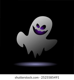 Cute Ghost with glowing eyes on a black background