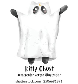 Lindo fantasma, fantasma, Halloween, gato negro, gato de Halloween