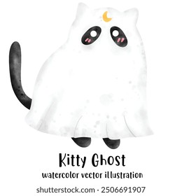 Cute Ghost, Ghost, Halloween, Black cat, Halloween cat