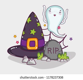 Cute ghost halloween cartoon