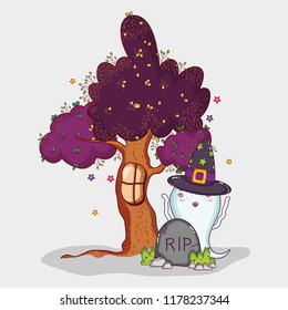 Cute ghost halloween cartoon