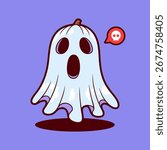 Cute Ghost Halloween Character Vector Spooky Friendly Ghost Illustration