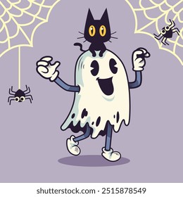Niedlicher Geist halloween flache Illustrationen Vektor