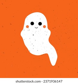 Cute ghost. Halloween cute funny ghost. Hand Drawn Simple Design. Ideal for Posters, Cards, Wall Art or Clothes. Cute spooky ghost.