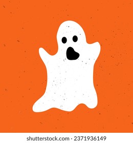 Cute ghost. Halloween cute funny ghost. Hand Drawn Simple Design. Ideal for Posters, Cards, Wall Art or Clothes. Cute spooky ghost.