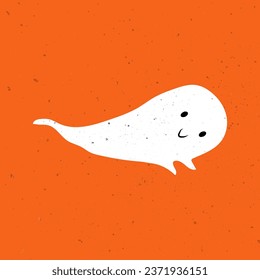 Cute ghost. Halloween cute funny ghost. Hand Drawn Simple Design. Ideal for Posters, Cards, Wall Art or Clothes. Cute spooky ghost.