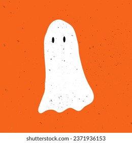 Cute ghost. Halloween cute funny ghost. Hand Drawn Simple Design. Ideal for Posters, Cards, Wall Art or Clothes. Cute spooky ghost.