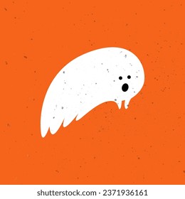 Cute ghost. Halloween cute funny ghost. Hand Drawn Simple Design. Ideal for Posters, Cards, Wall Art or Clothes. Cute spooky ghost.