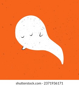 Cute ghost. Halloween cute funny ghost. Hand Drawn Simple Design. Ideal for Posters, Cards, Wall Art or Clothes. Cute spooky ghost.