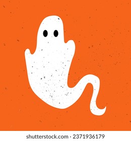 Cute ghost. Halloween cute funny ghost. Hand Drawn Simple Design. Ideal for Posters, Cards, Wall Art or Clothes. Cute spooky ghost.