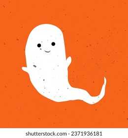 Cute ghost. Halloween cute funny ghost. Hand Drawn Simple Design. Ideal for Posters, Cards, Wall Art or Clothes. Cute spooky ghost.