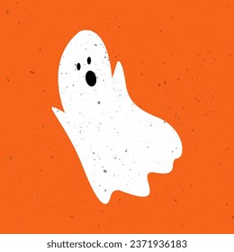 Cute ghost. Halloween cute funny ghost. Hand Drawn Simple Design. Ideal for Posters, Cards, Wall Art or Clothes. Cute spooky ghost.