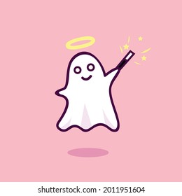 Cute Ghost Halloween Icon Vector