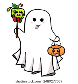 Lindo fantasma con ilustración de Halloween 