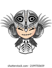 Cute ghost Halloween mask painted red stripes. Let's celebrate a fun night on Halloween night. For a gift for boys, girls, everyone to wear to Halloween.