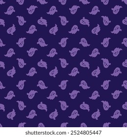 Cute ghost halloween pattern background purple.