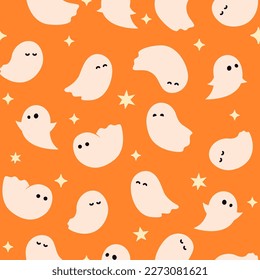 Cute ghost. Halloween seamless pattern