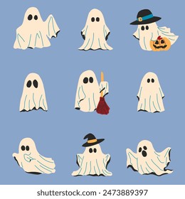 Cute Ghost Halloween slogan retro design t-shirt design.