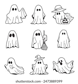 Nettes Ghost Halloween Slogan Retro Design T-Shirt Design.