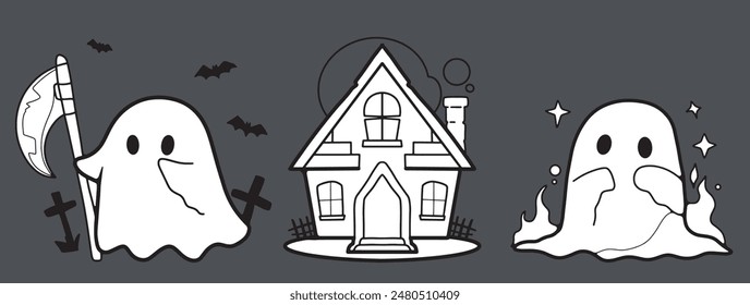 Cute Ghost Halloween slogan retro design t-shirt design.