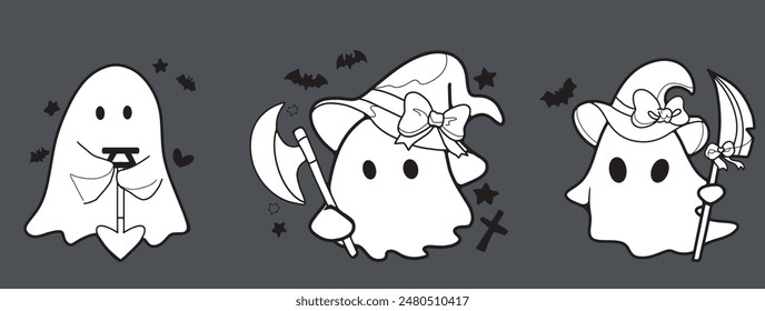 Cute Ghost Halloween slogan retro design t-shirt design.