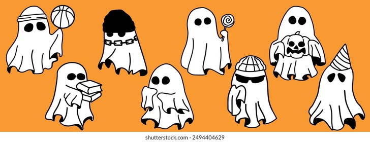 Cute Ghost Halloween eslogan diseño retro diseño de camiseta.