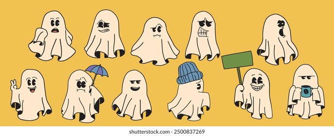 Cute Ghost Halloween slogan retro design t-shirt design.