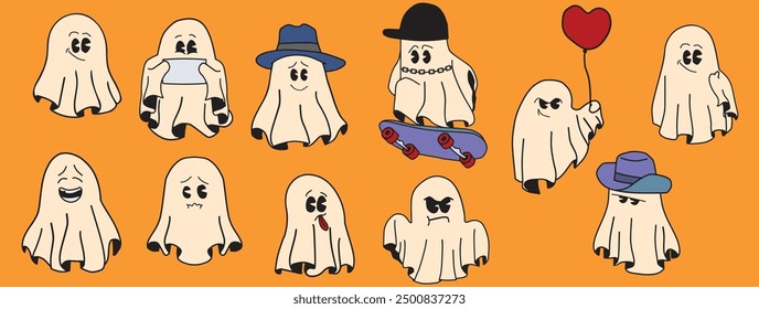 Cute Ghost Halloween slogan retro design t-shirt design.