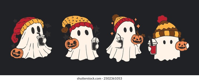 Cute Ghost Halloween slogan retro design t-shirt design.