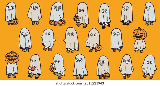 Cute Ghost Halloween slogan retro design t-shirt design.