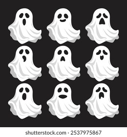 Cute Ghost Halloween Vector Illustration