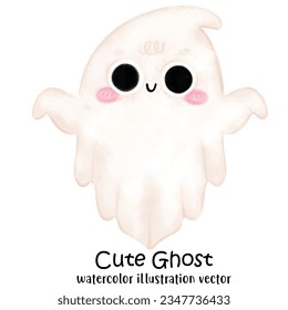 Cute ghost, Halloween, Ghost, Halloween watercolor style, Ghost illustration. vector