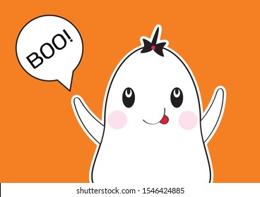 cute ghost Haloween cartoon  design vector eps.10