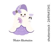 Cute Ghost Haloween Vector Illustrator | Halloween Ghost Party | Halloween Spooky| Kawaii Ghost Vector