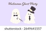 Cute Ghost Haloween Vector Illustrator | Halloween Ghost Party | Halloween Spooky| Kawaii Ghost Vector