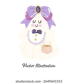 Cute Ghost Haloween Vector Illustrator | Halloween Ghost Party | Halloween Spooky| Kawaii Ghost Vector