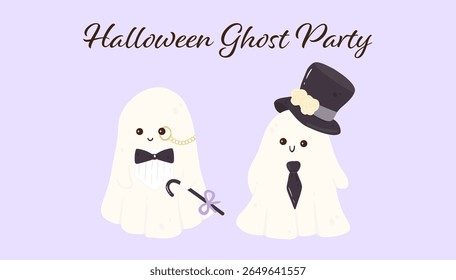 Cute Ghost Haloween Vector Illustrator | Halloween Ghost Party | Halloween Spooky| Kawaii Ghost Vector