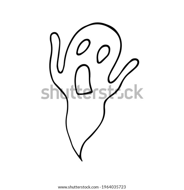 Cute Ghost Hand Drawn Outline Vector Stock Vector Royalty Free