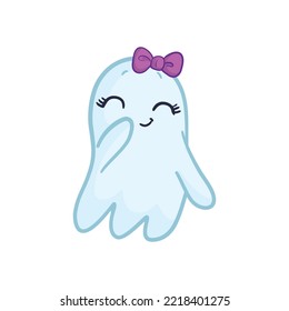 Cute ghost. Happy halloween ghosts characters, spooky expression creature.