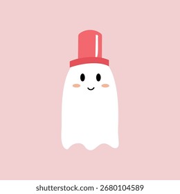 Cute Ghost with a Hat. Halloween character. Halloween clip art. Cute ghost. Cute character. 